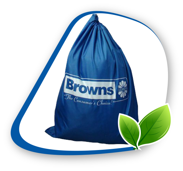 Cropped image of a Browns laundry bag.